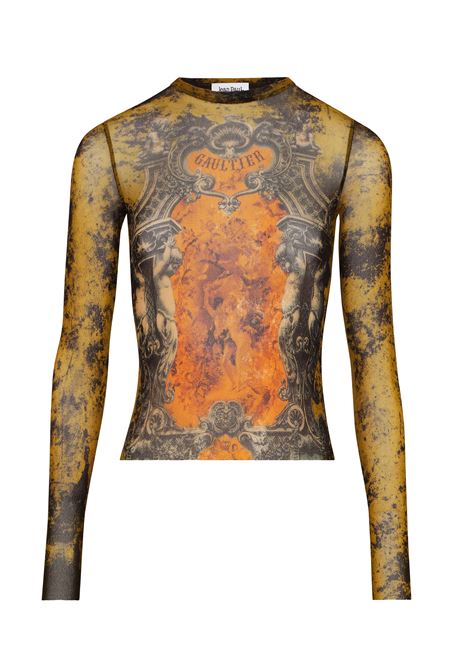 top long sleeves mesh printed médaillon donna multicolor JEAN PAUL GAULTIER | 25/03-W-TO305-M006P004115